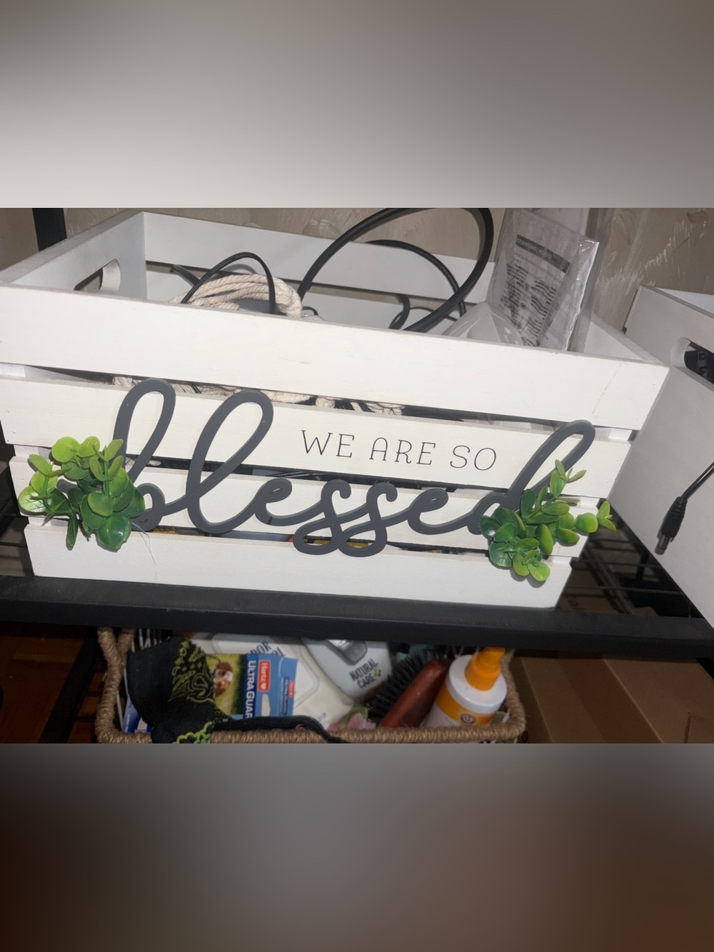 We Are So Blessed Wall Sign - White with Black Script